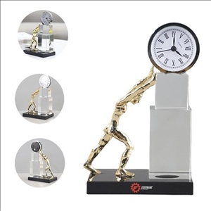 Scandinavian Creative Sports Push Ball Crystal Clock Glass Desk Table Clock